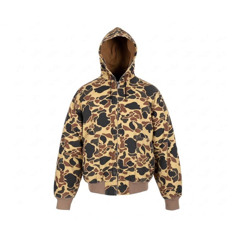Vintage‎ Walls Jacket Mens XXL Brown Duck Camo Hunting Hooded Coat 2XL Made USA